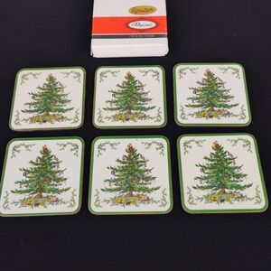 Pimpernel White De Luxe Coasters Box with Red Trim